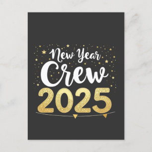 Nyårs Crew 2025 Kusiner Familj Matchande Crew Meddelande Vykort