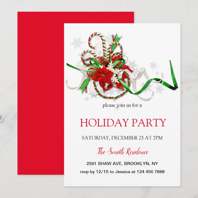 Nyårs dekoration-lucka, julstjärna inbjudningar (Fram/baksida)