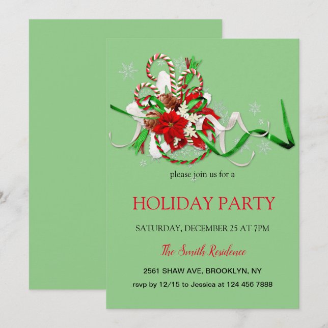 Nyårs dekoration-lucka, julstjärna Invit Inbjudningar (Fram/baksida)