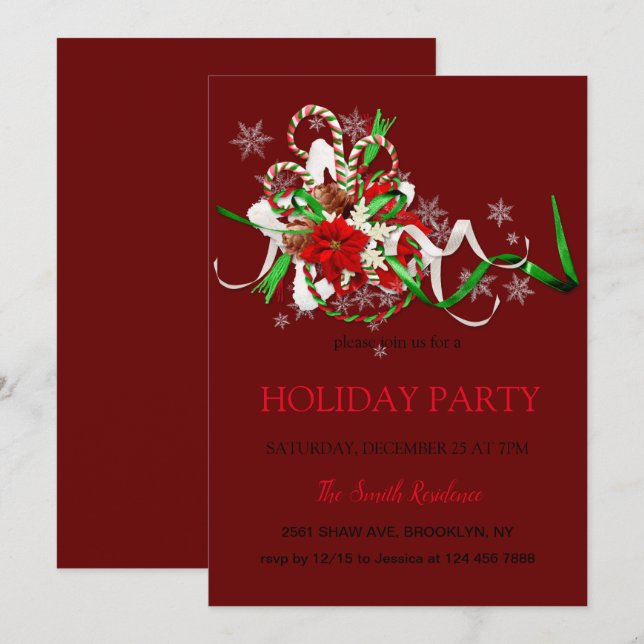 Nyårs dekoration-lucka, julstjärna Invit Inbjudningar (Fram/baksida)