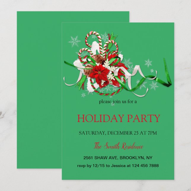 Nyårs dekoration-lucka, julstjärna Invit Inbjudningar (Fram/baksida)