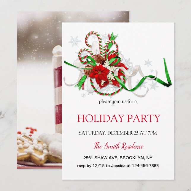 Nyårs dekoration-lucka, julstjärna Invit Inbjudningar (Fram/baksida)