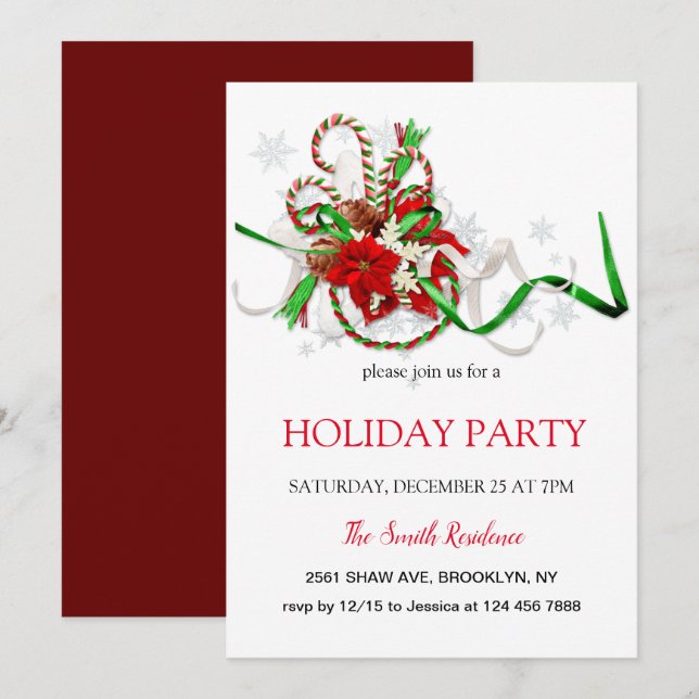 Nyårs dekoration-lucka, julstjärna Invit Inbjudningar (Fram/baksida)