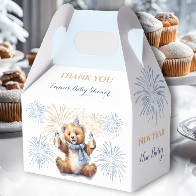 Nyårs favoritruta för Blue Boy Baby Shower Presentaskar (New Year Blue Boy Baby Shower Favor Box)