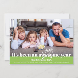 Nyårs fetstilt, modern, enkel, snygg Grönt Julkort