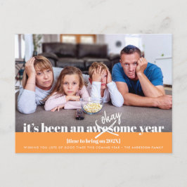 Nyårs fetstilt, modern, nutida fotoOrange Helg Vykort