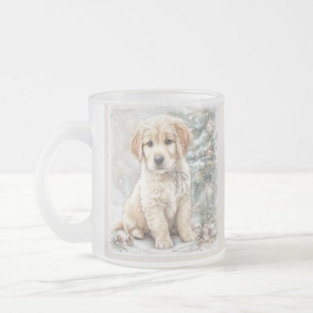 Nyårs hund och snö frostad glasmugg (Vänster)