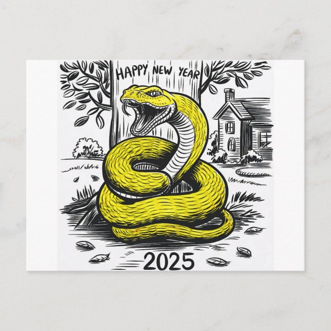 Nyårs kortsnake 2025 helg vykort (Framsida)