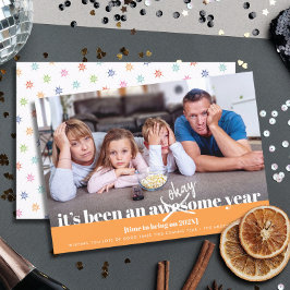 Nyårs modern, fet fet, snygg Orange Julkort