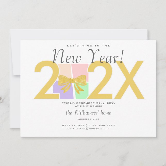 Nyårs presentationsruta för enkel Elegant - jul Inbjudningar (Framsida)