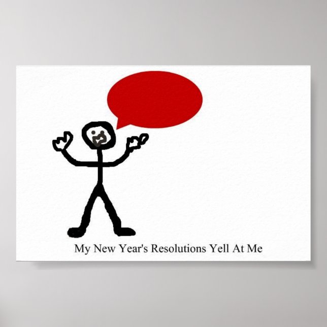 Nyårs resolution Yelling Poster (Framsidan)