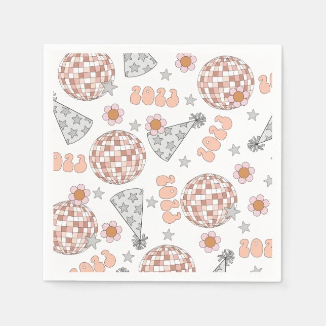 Nyårsafton 2023: Retro Disco Boll Pappersservett (Framsidan)