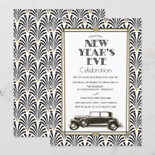 Nyårsafton Art Deco Gatsby-inbjudan Inbjudningar