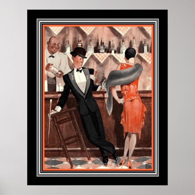 "Nyårsafton" Art Deco Print av George Leonnec Poster (Framsidan)