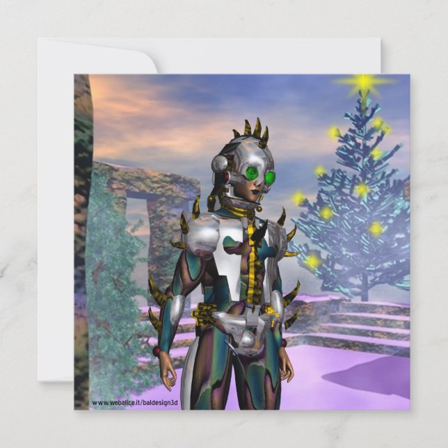 NYÅRSAFTON AV ETT CYBORG JULKORT (Framsida)