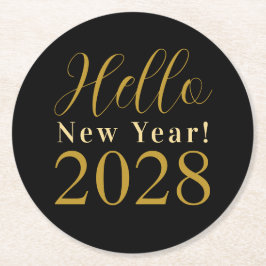 Nyårsafton Black Guld Party Underlägg Papper Rund