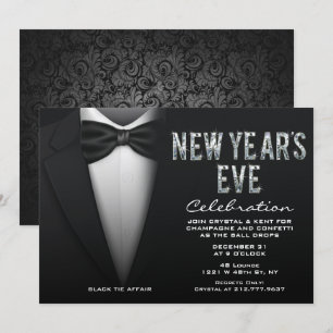 Nyårsafton Bling Tuxedo-inbjudan Inbjudningar