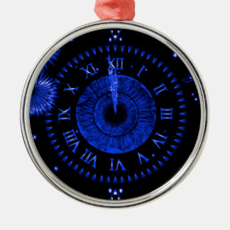 Nyårsafton Blue Iris Clock Metall Ornament