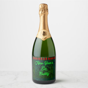 Nyårsafton Bubble Vin-etikett (uppsättning med