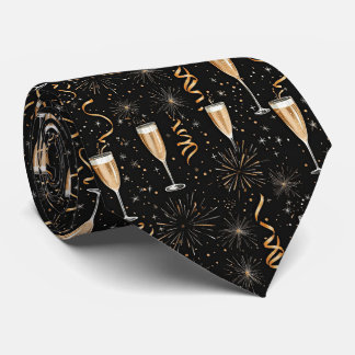 Nyårsafton Champagne Fireworks Black Guld Slips