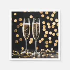 Nyårsafton Champagne Flutes Pappersservett