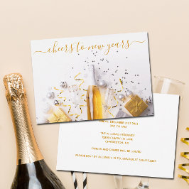 Nyårsafton Chic Guld Champagne Streamers Party Inbjudningar