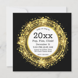 Nyårsafton Clock Glitter Confetti Inbjudningar