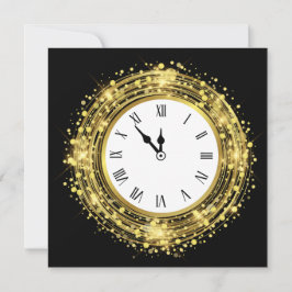 Nyårsafton Clock Glitter Confetti Inbjudningar