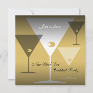 nyårsafton Cocktail Party-inbjudan Martini Inbjudningar