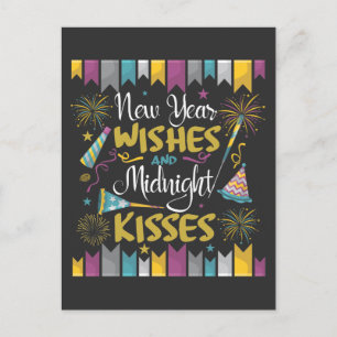 Nyårsafton Firande Önskemål Midnight Kisses Vykort