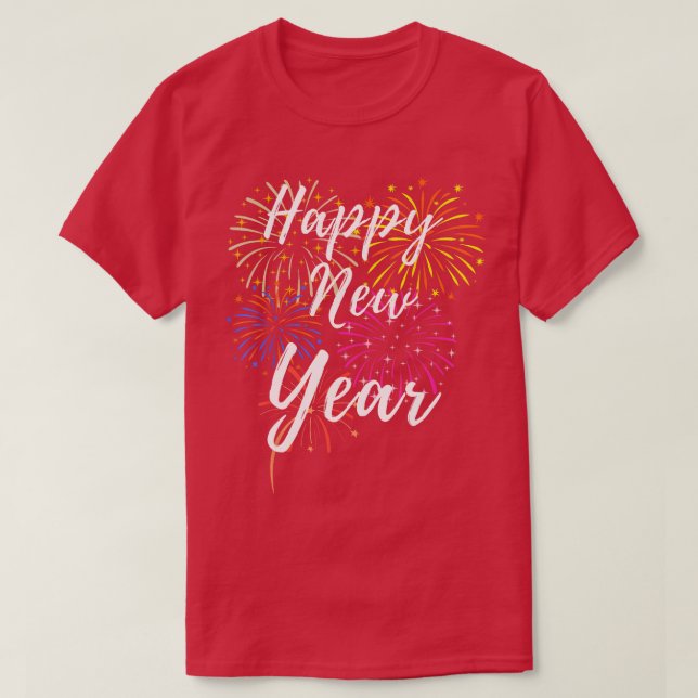 Nyårsafton Fireworks konstnärliga design Lycklig N T Shirt (Design framsida)
