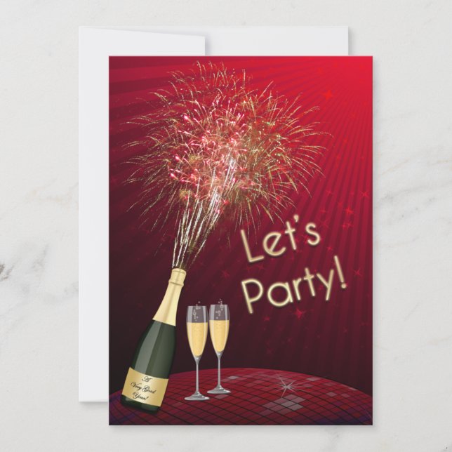 Nyårsafton Fireworks Låt oss gruppinbjudan 2 Inbjudningar (Framsida)