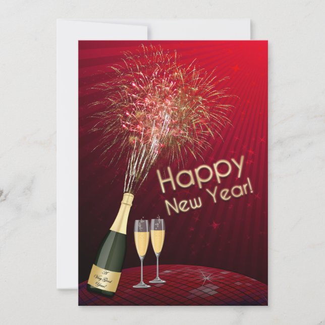 Nyårsafton Fireworks Låt oss gruppinbjudan 3 Inbjudningar (Framsida)