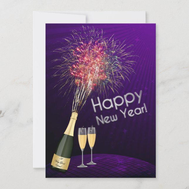 Nyårsafton Fireworks-Låt oss gruppinbjudan 5 Inbjudningar (Framsida)