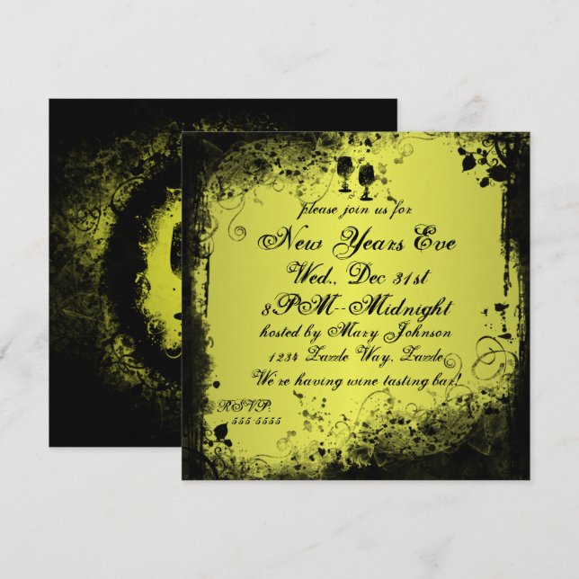 Nyårsafton för körning inbjudningar (Fram/baksida)