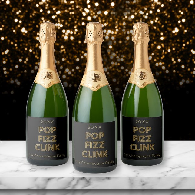 Nyårsafton för popup-fizz Clink Modern Typography (Skapare uppladdad)