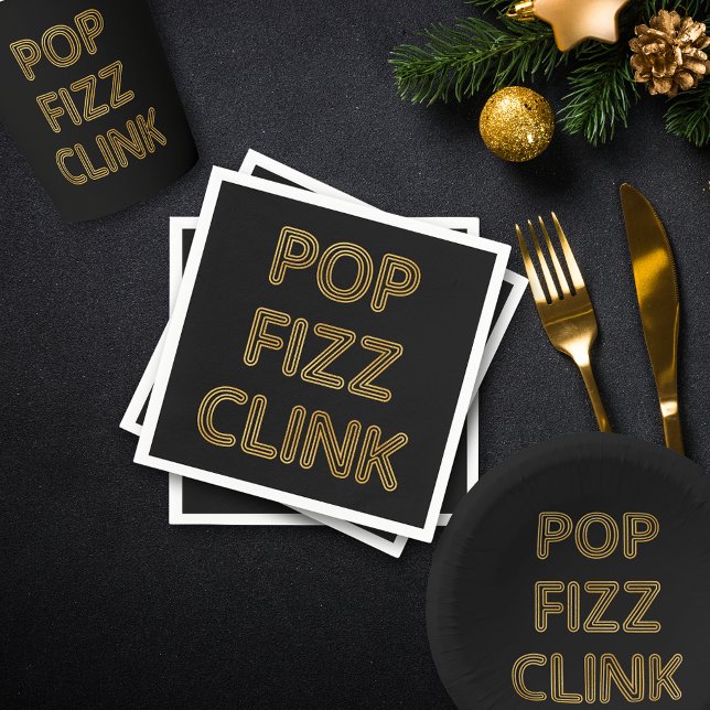 Nyårsafton för popup-fizz Clink Modern Typography Pappersservett (Skapare uppladdad)
