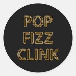 Nyårsafton för popup-fizz Clink Modern Typography Runt Klistermärke