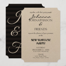 Nyårsafton för svart Anpassningsbar Inbjudningar