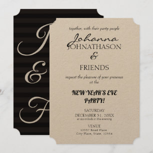 Nyårsafton för svart Anpassningsbar Inbjudningar
