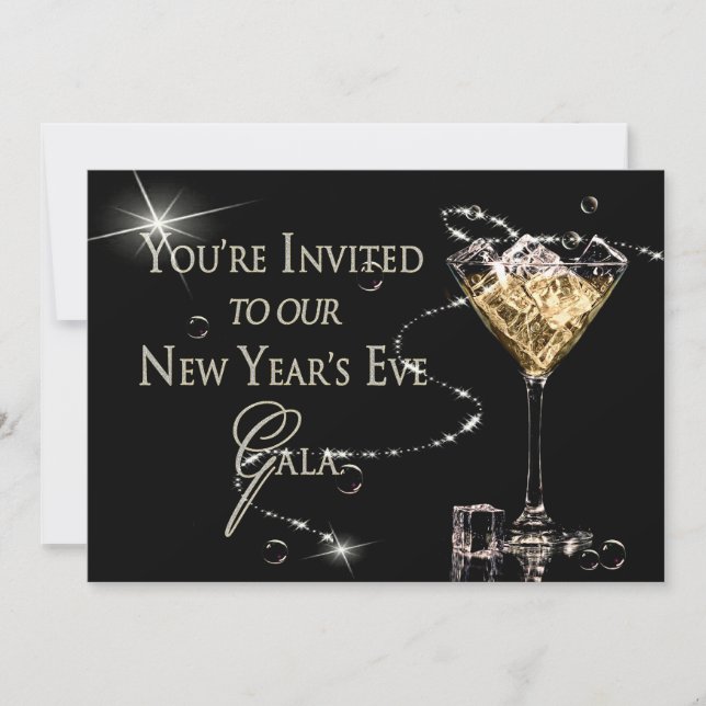 NYÅRSAFTON GALA INVITATION - Halvformell - Ice Inbjudningar (Framsida)