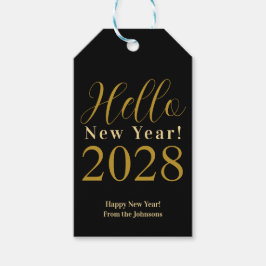 Nyårsafton Gott nytt år Svarta Guld Presentetikett