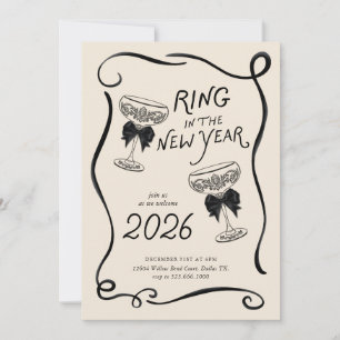 Nyårsafton Handritad Partykort Invitation Inbjudningar