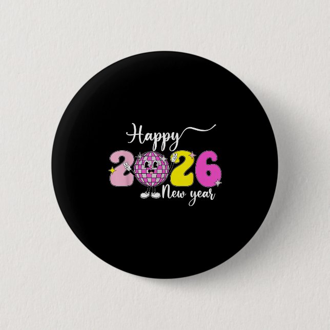 Nyårsafton Hej 2026 Gott Nytt År 2026 Disco Knapp (Framsida)