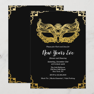Nyårsafton Holiday Gold Mask Inbjudan