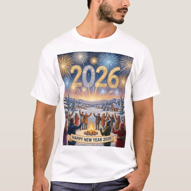Nyårsafton i byn – 2026 firande t shirt (Framsida)