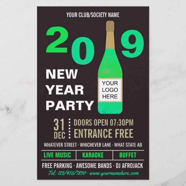 Nyårsafton Klubb/samhällets utslag lägger till Log Flygblad (Framsidan)