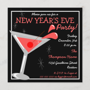 Nyårsafton Martini Cocktail Party-inbjudan Inbjudningar