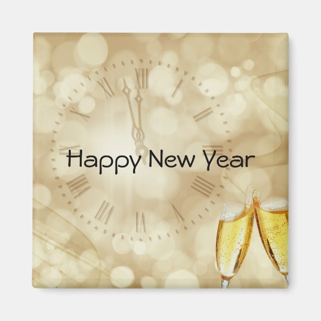 Nyårsafton med champagneglas magnet (Framsidan)