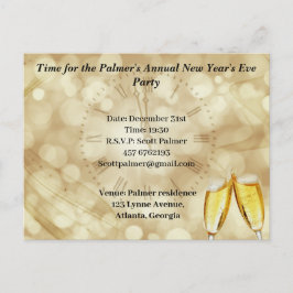 Nyårsafton med champagneglas meddelande vykort